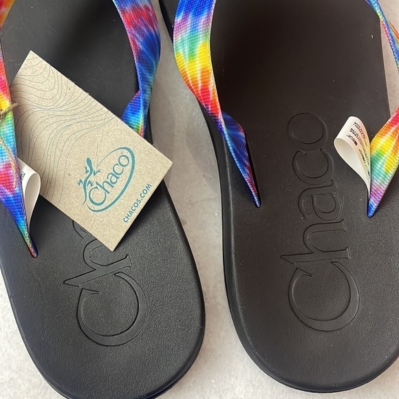 Chaco Chillos Flip Flop Sandals Dark Tie Dye Black  Rainbow shoe Men’s size 10 main image 11